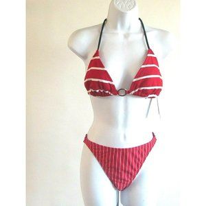 Ann Cole Red/White/Blue 2Pc Striped Designer Bikini 10-12-14